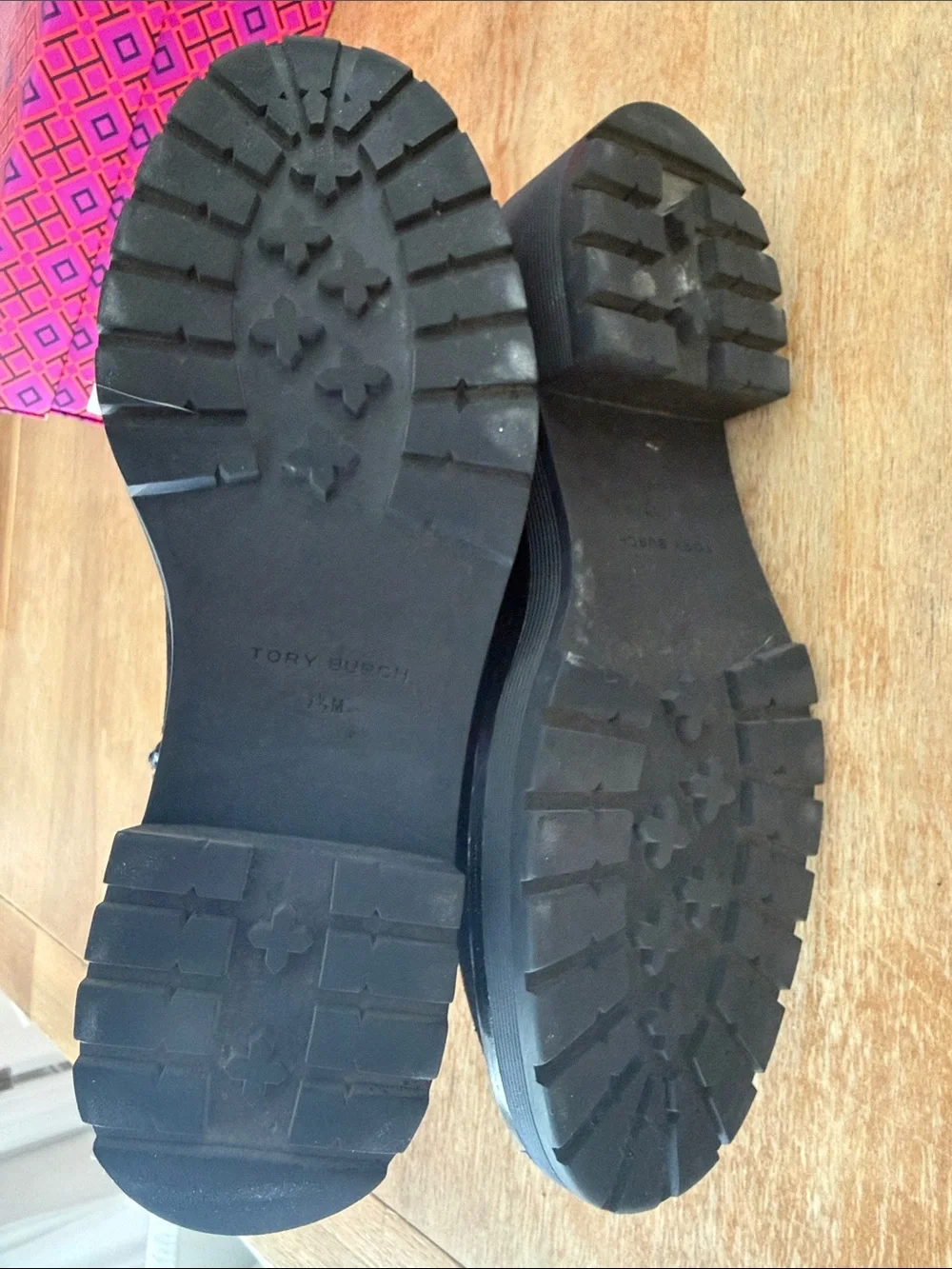 Tory Burch Miller Black Suede Lug Sole Combat Boots - Size 7.5